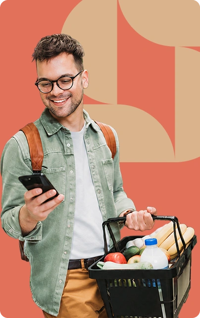 Customer using mobile shopping rewards